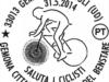 ANNULLO FILATELICO POSTALE "CICLISTA STILIZZATO CON IL ROSONE DEL DUOMO COME RUOTA ANTERIORE" 